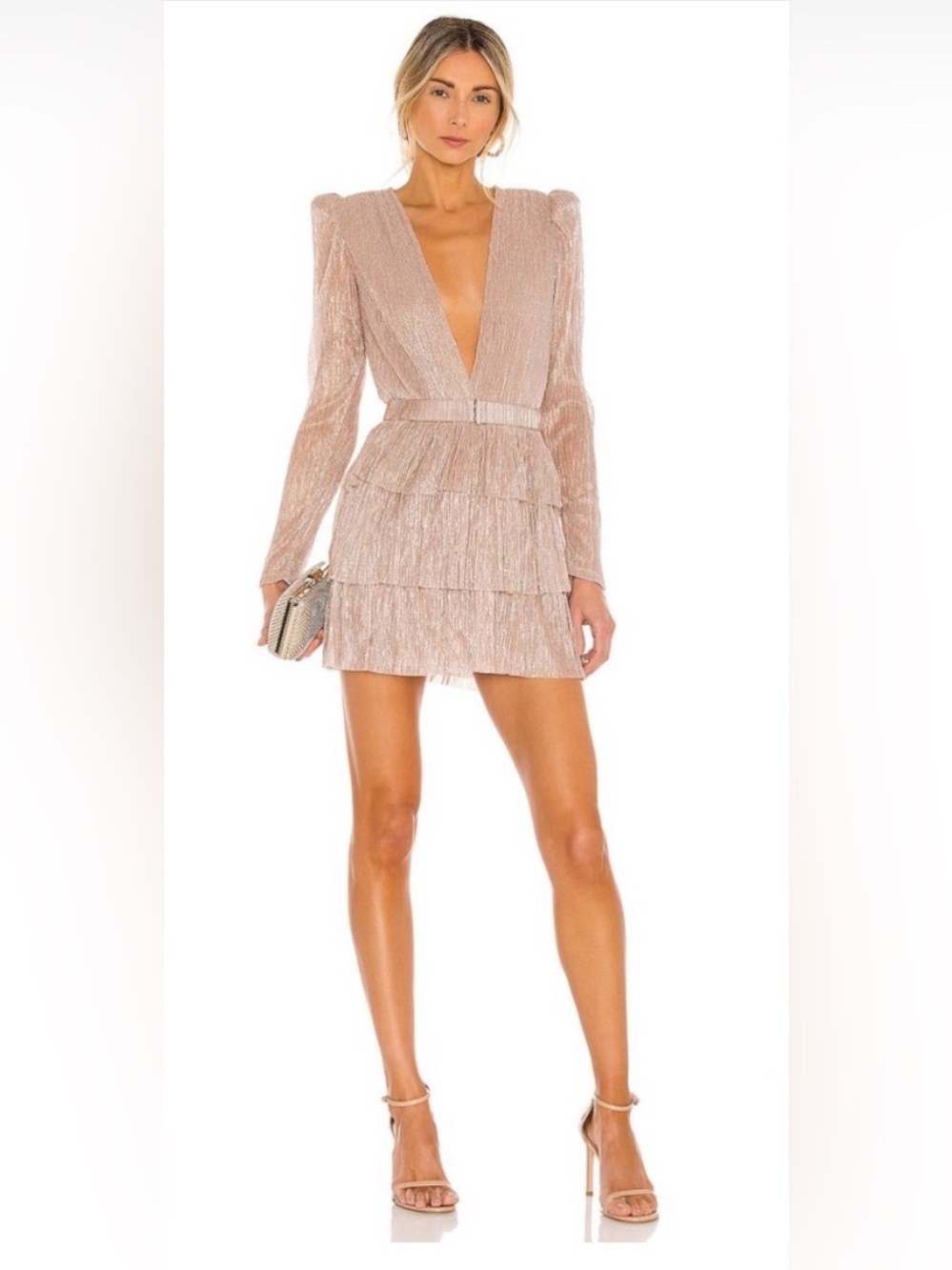 Sabina Musayev Carry Mini Dress Pleated Striped Pink XS